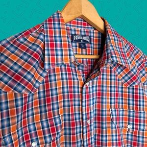 Panhandle Pearl Snap Western Plaid Button Down Shirt